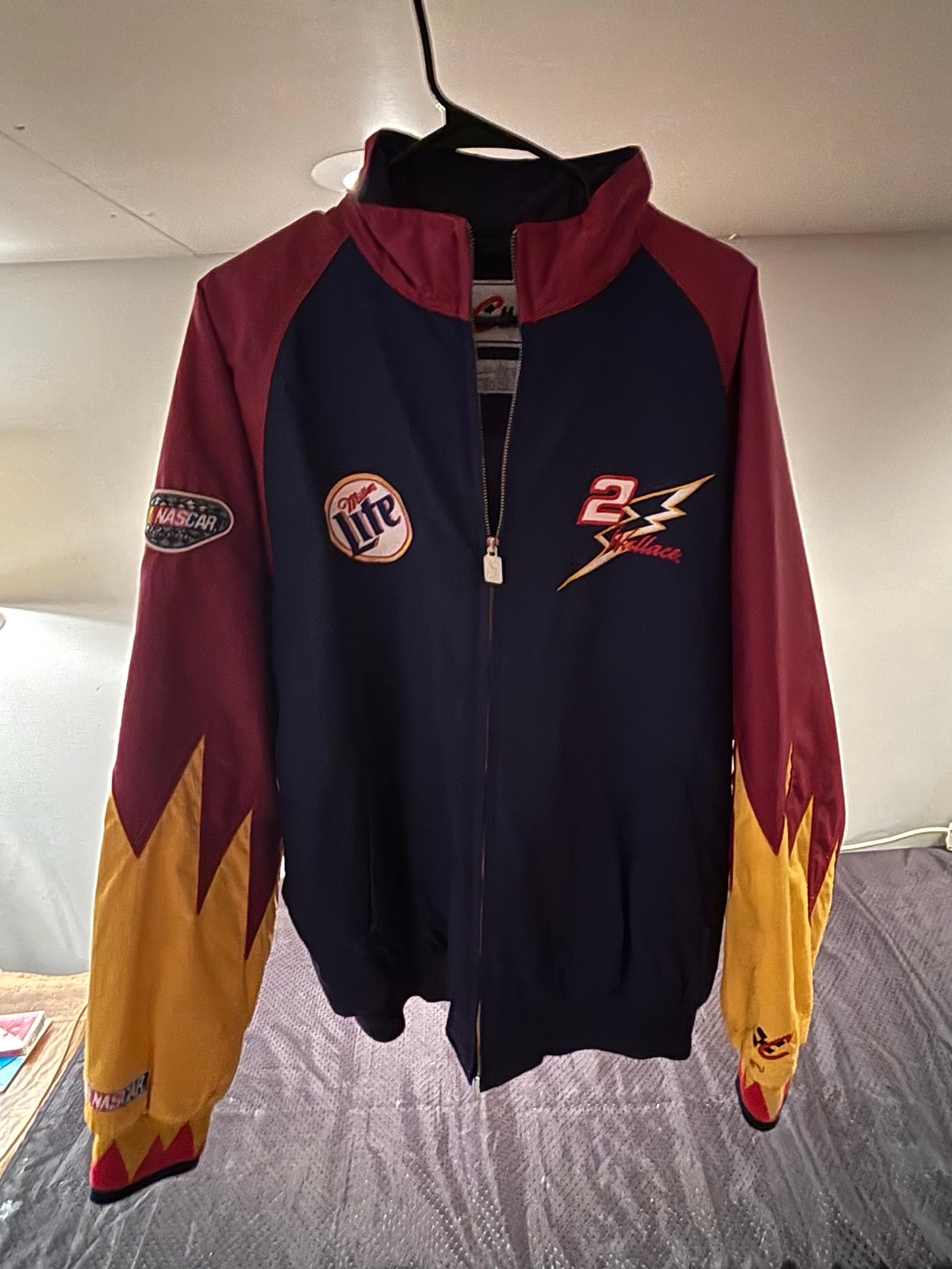 Vintage 90s Chase Authentics Rusty Wallace Miller Lite Puffer Jacket L NASCAR