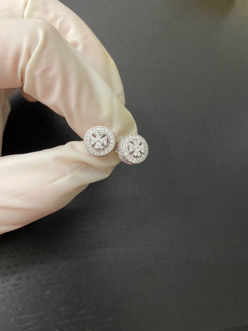 14k white gold sterling diamond earring