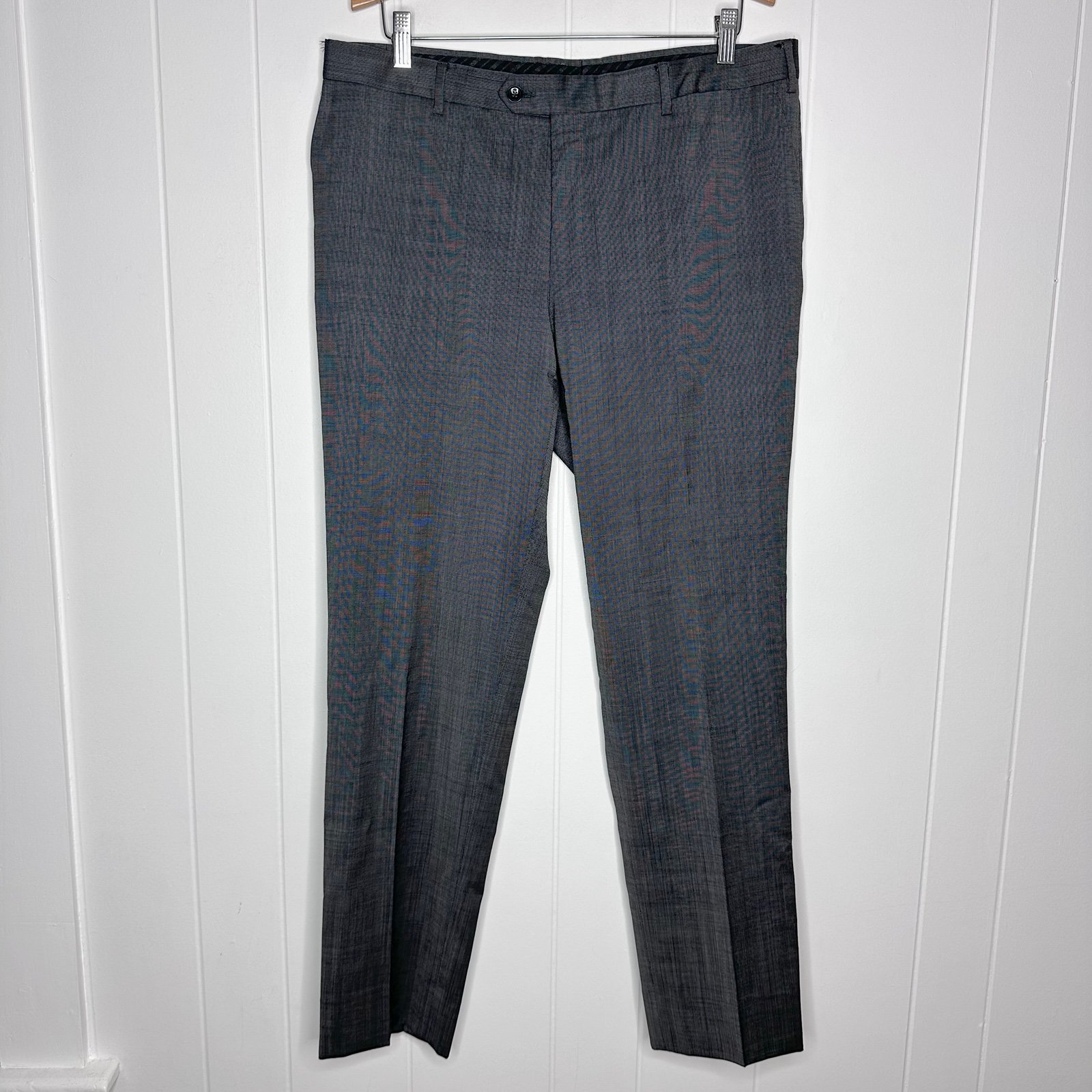 Pal Zileri Gray Flat Front Wool Trousers Dress Pants