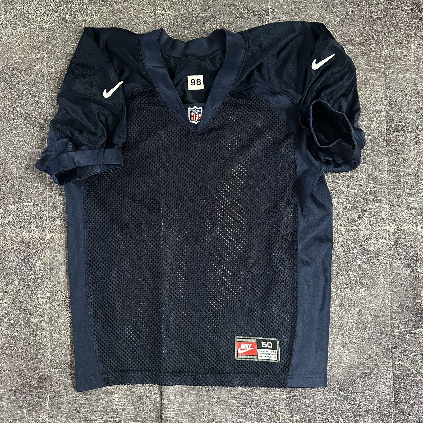 Men's Vintage 90s Nike Denver Broncos Game Worn Used Blank Practice Jersey Sz 50