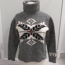 POLO Ralph Lauren Black Ragg Marled Southwestern Roll Neck Sweater Women's SP
