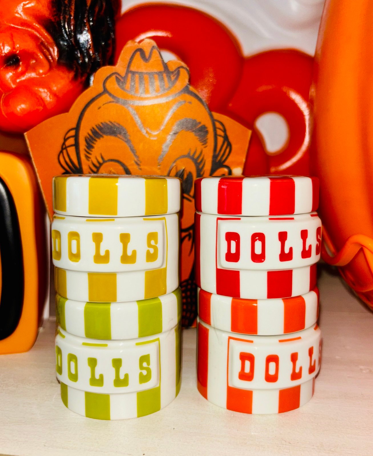 Jonathan Adler Tent Trinket Pills Jar DOLLS Yellow NEW!
