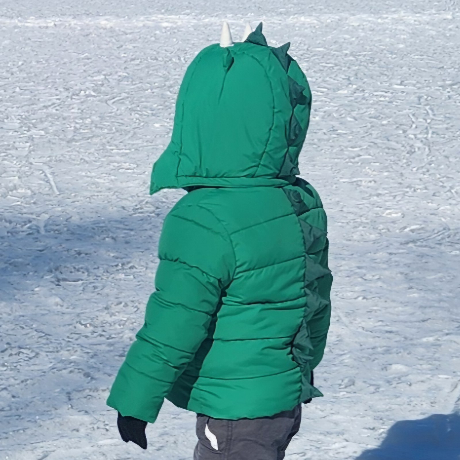 Mini Boden Fun Padded Jacket Highland Green Dragon Hooded Coat size 3-4y 104cm