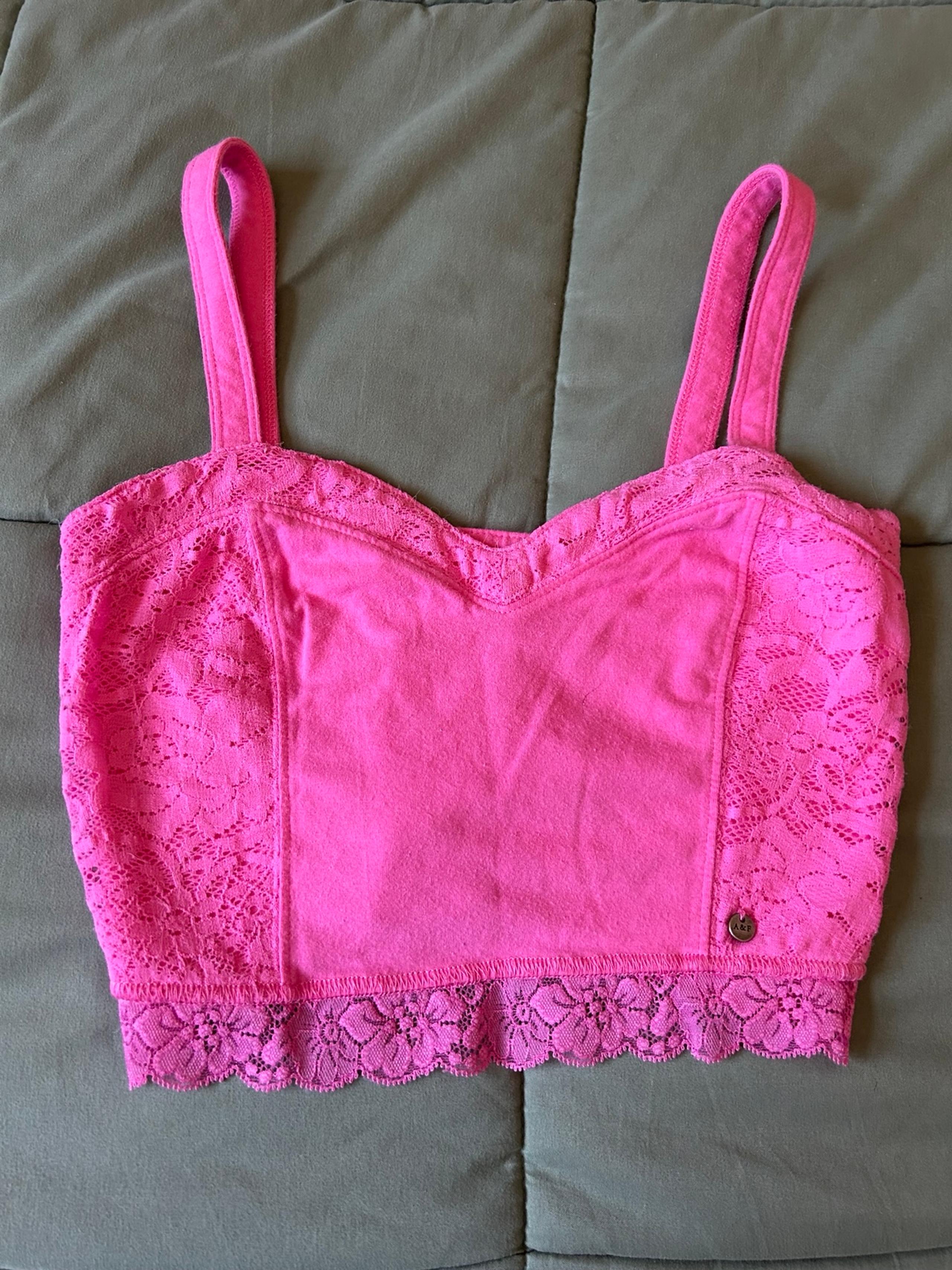 Vintage Y2K Abercrombie & Fitch Pink Lace Crop Top Women’s Size XS