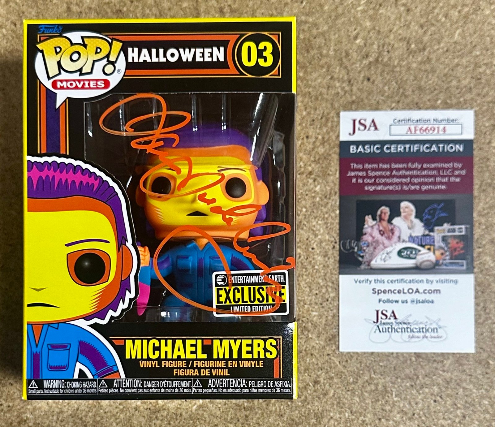 James Jude Courtney Signed Black Light Michael Myers Funko Pop! #03 With JSA COA