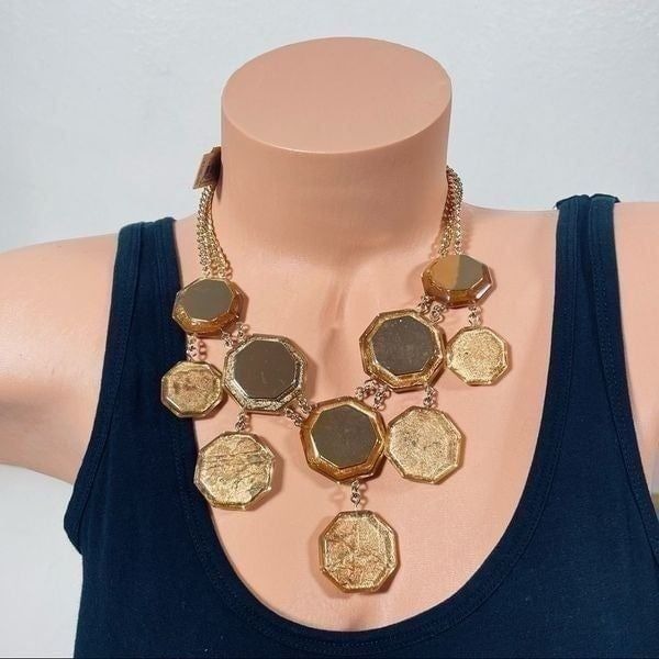 NWT Kenneth Cole 135 Vintage Y2K Gold-Tone Geometric Foil Bead Shaky Necklace