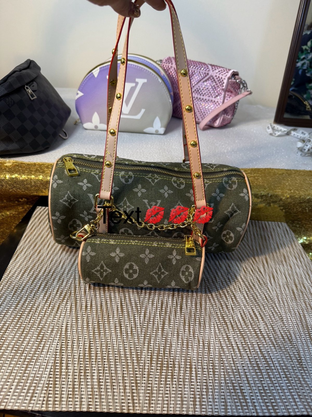 Olive green bag comes with baby! Awesome material