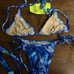 NWT Sexy 3pc Handmade Floral Triangle Top Tie Side Scrunchy Butt Bottom Bikini