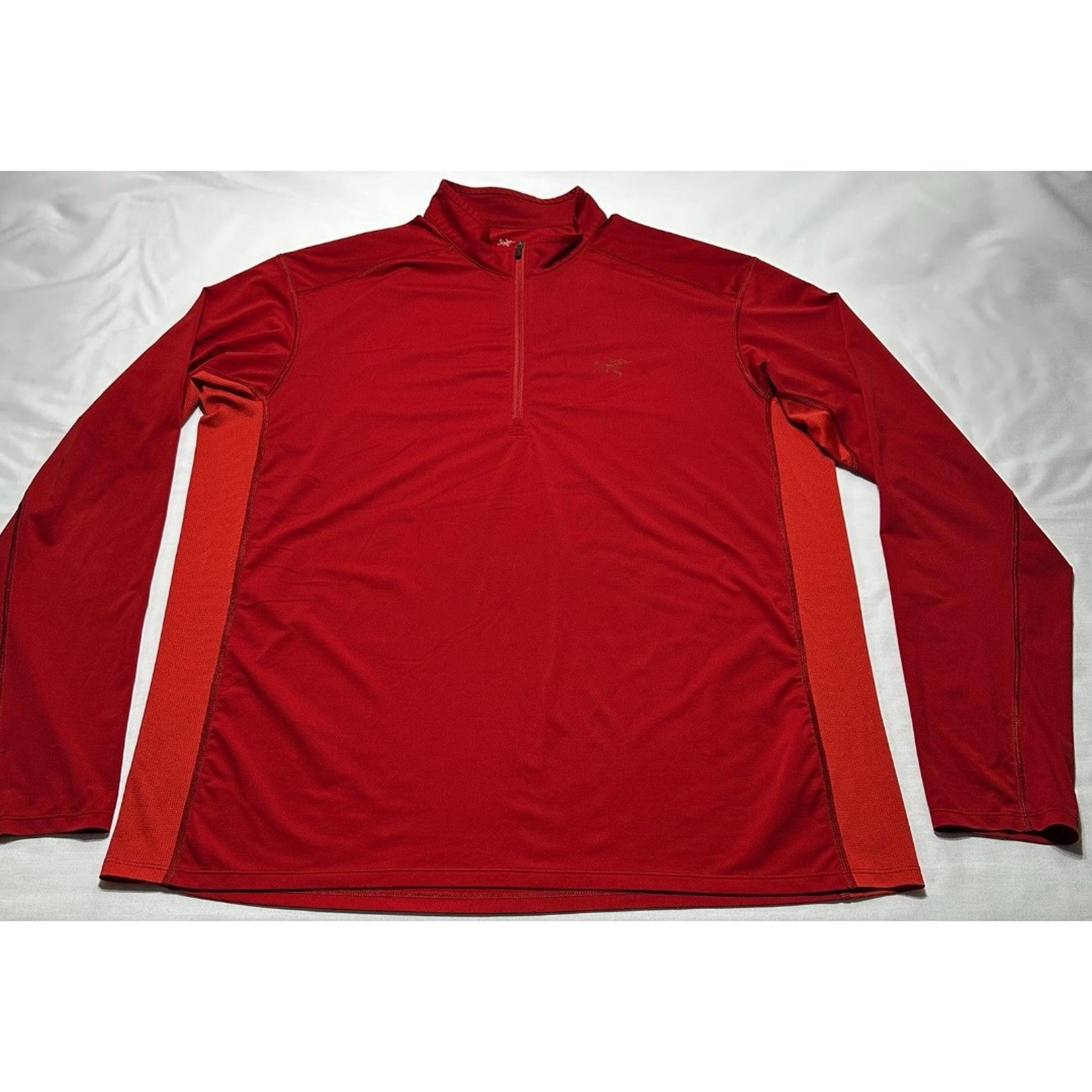Arc’teryx 1/4 Zip Ether Men's Size XL Red Pullover SMALL HOLE ON SLEEVE