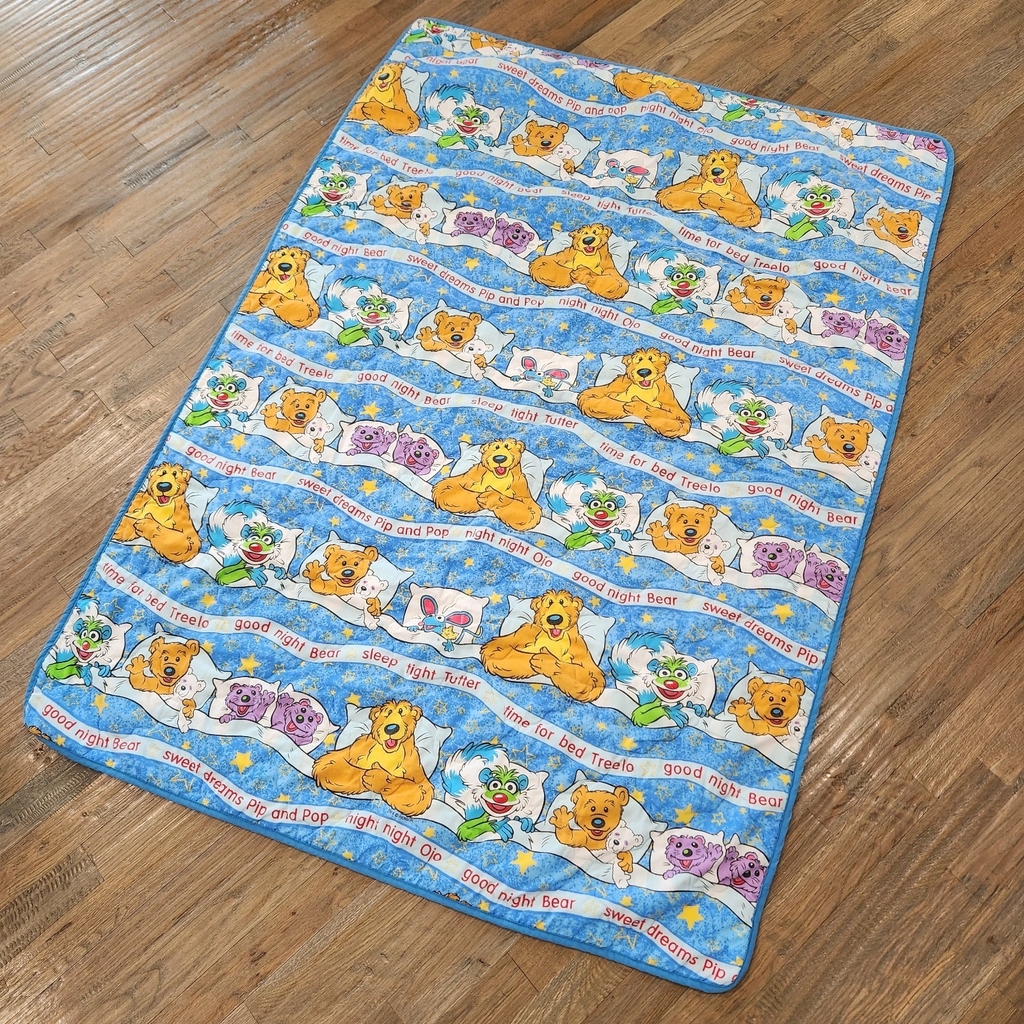 Vtg Bear in the Big Blue House Toddler Bed Quilted Blanket Spread Jim Henson