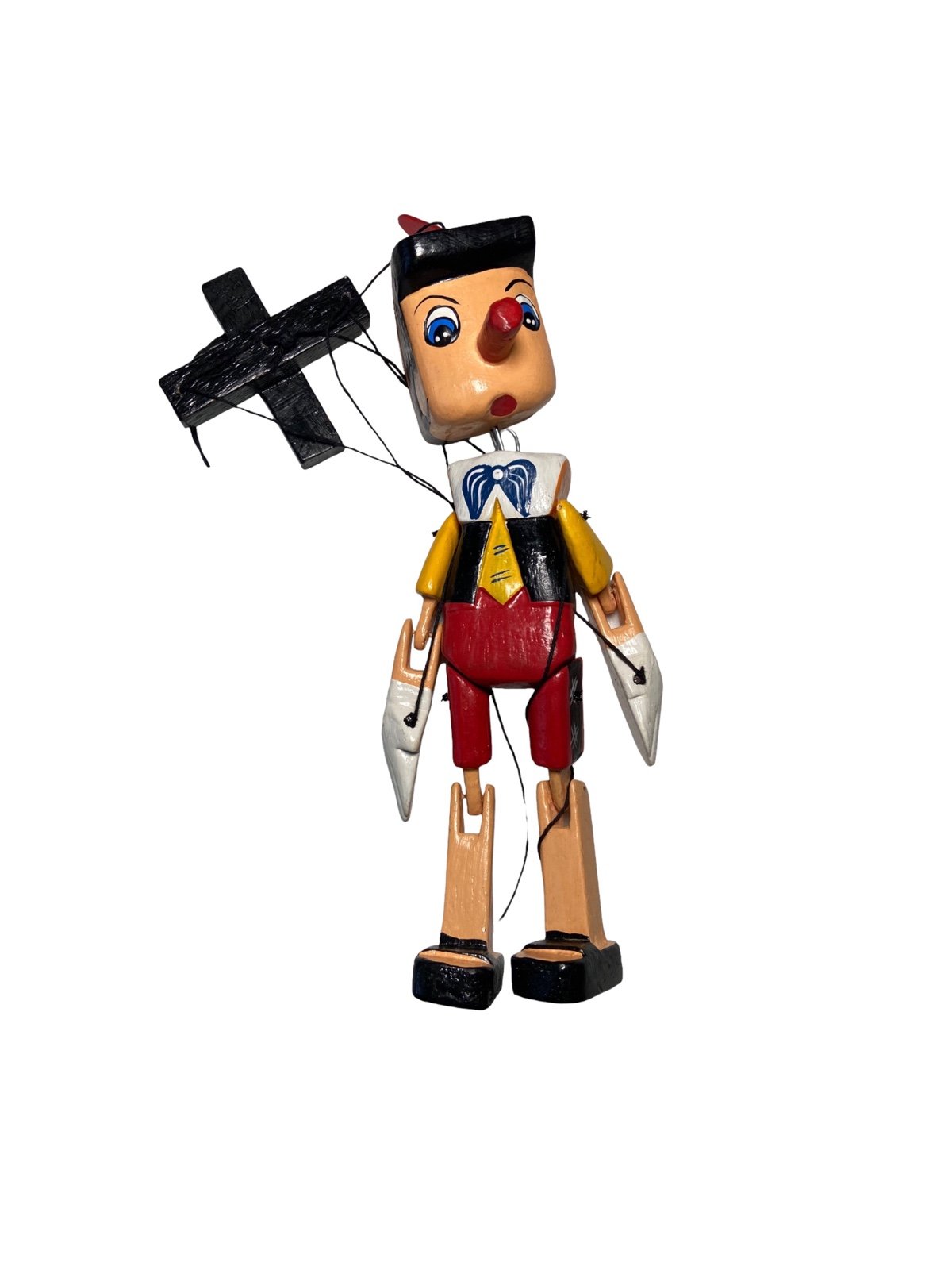 Disney Character Pinocchio Marionette Vintage Handmade Wooden Puppet Figure Toy