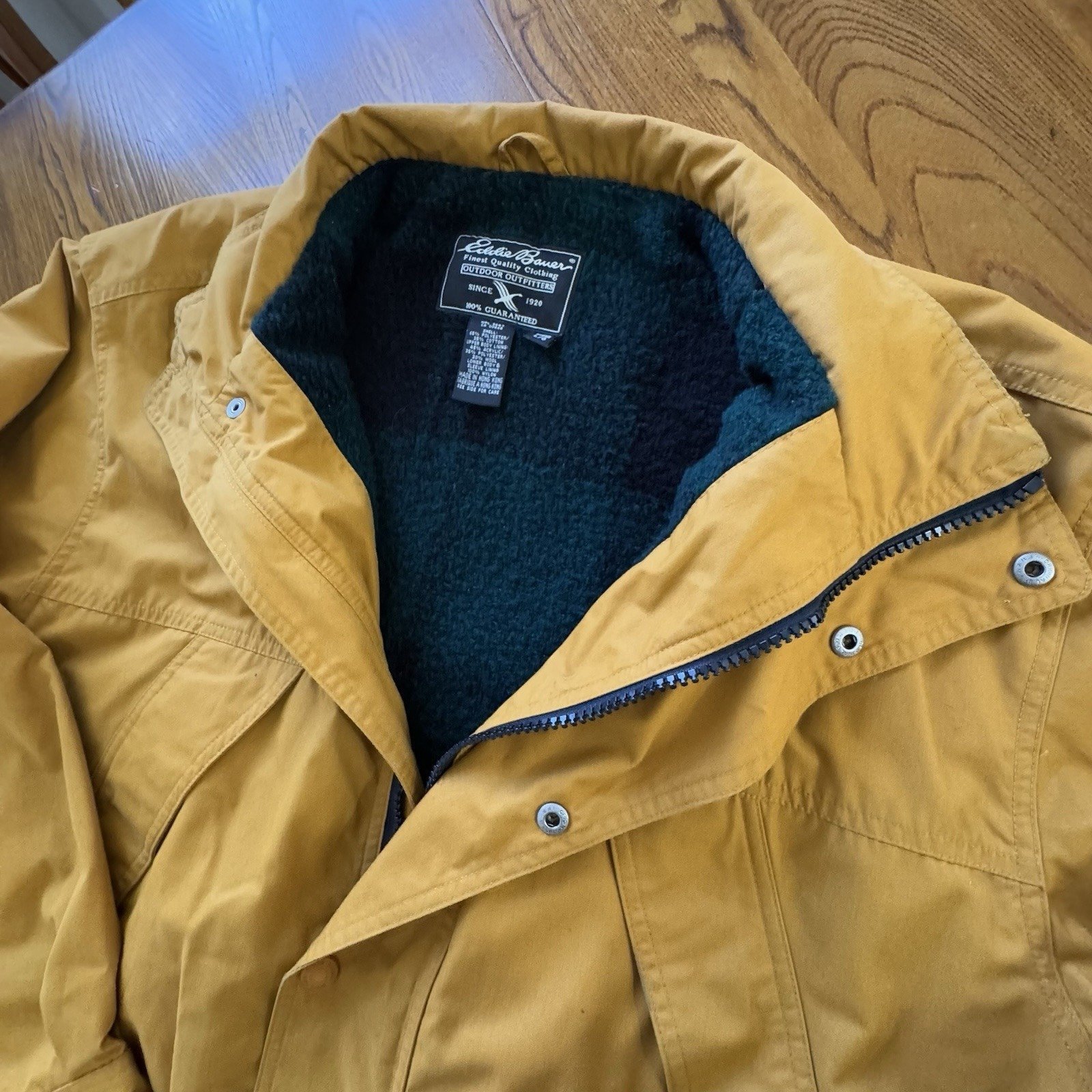 Vtg Eddie Bauer Yellow Full Zip Button Up Chore Workwear Jacket Men's L *READ*