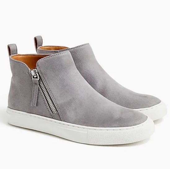 J. Crew Micro Faux Suede Side Zip High Top Sneakers