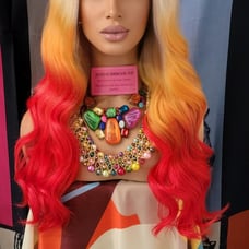 Blonde root celebrity divagueen wavy red fire h.d lace front wig