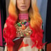 Blonde root celebrity divagueen wavy red fire h.d lace front wig
