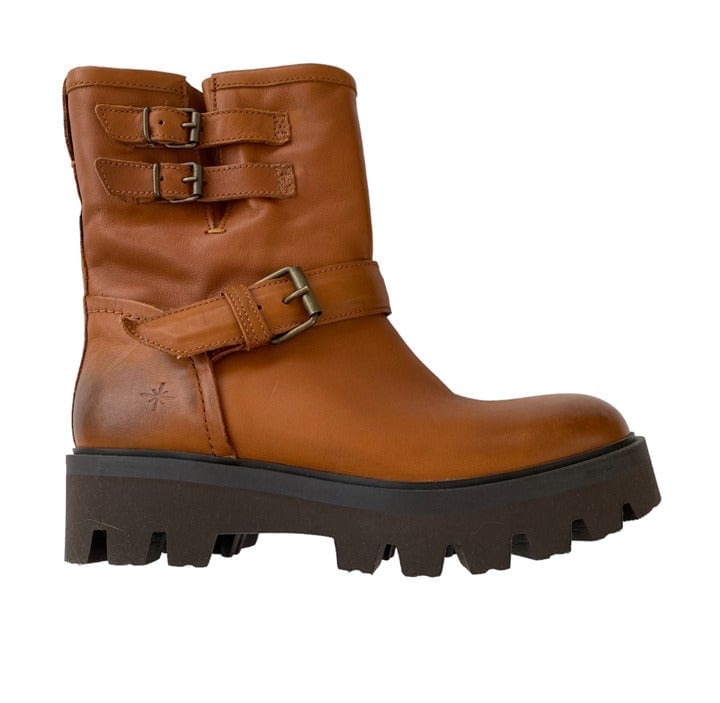 NWOT Ross & Snow Lucky Waterproof Cognac Leather Moto Ankle Boots - Size 6
