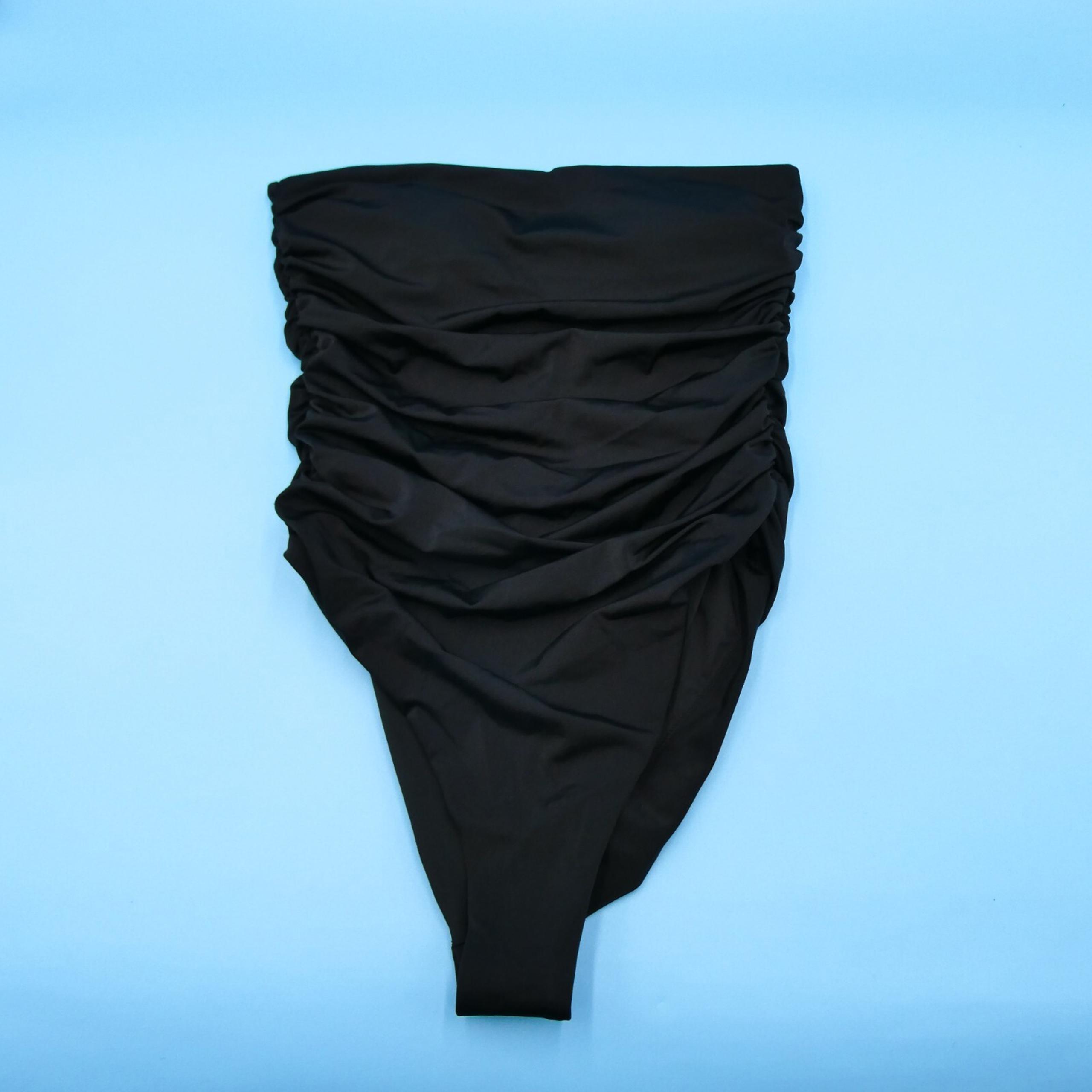 Victorias Secret Medium Black Ruffle Strapless Padded One Piece Swimsuit Beach
