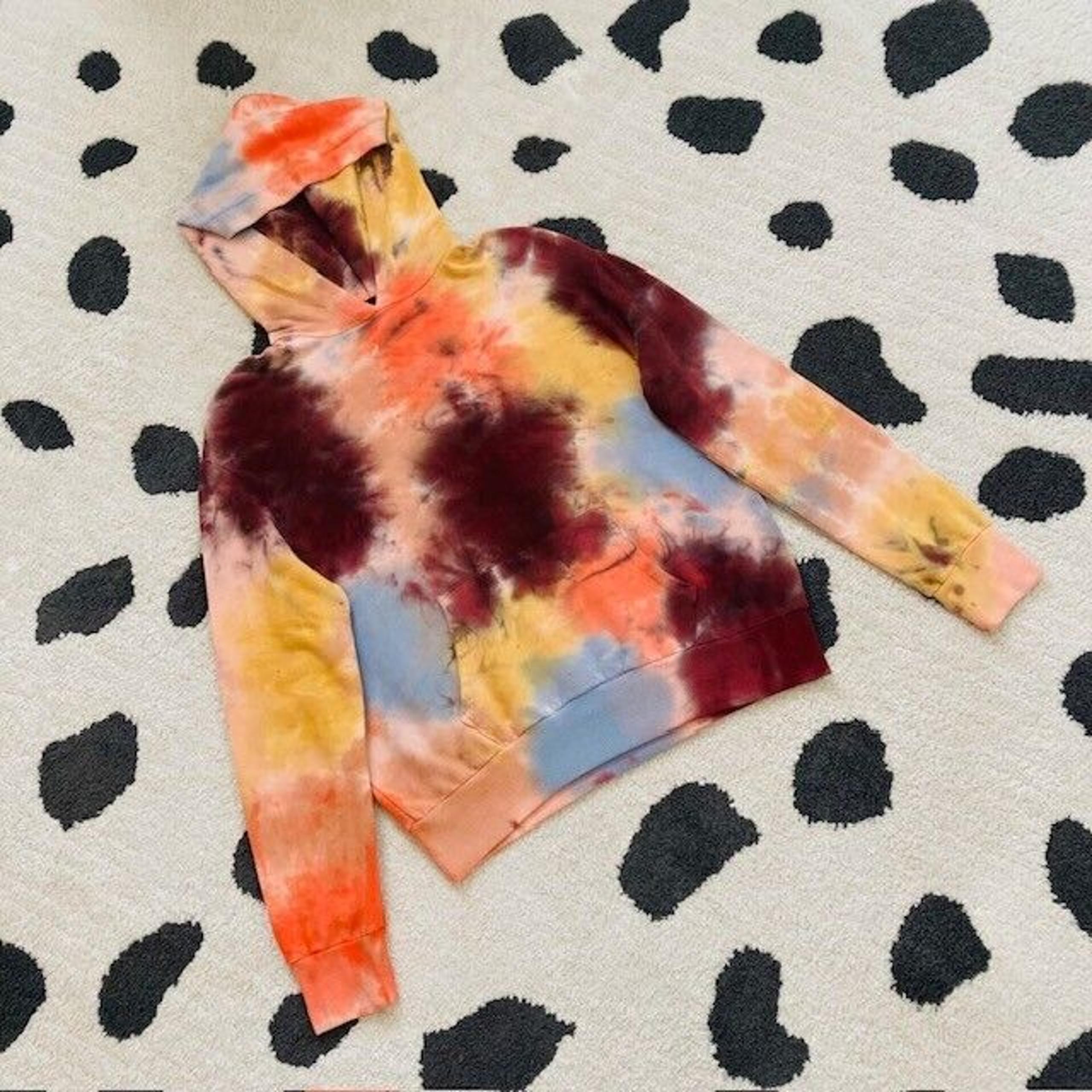Monrow $168 Womens Small Coral Reef Tie Dye Multi Athleisure Lounge Luxe Hoodie