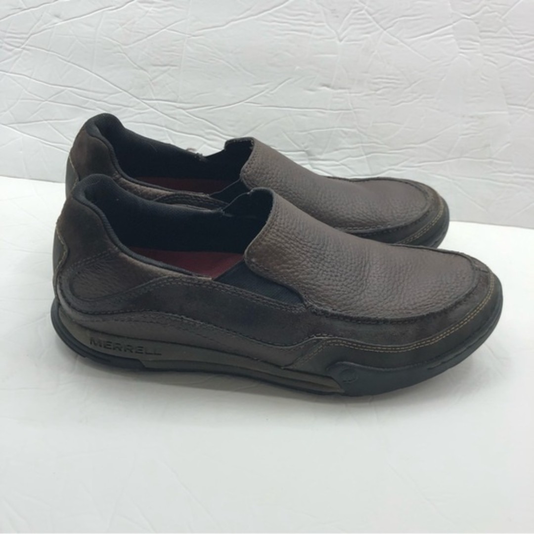 Merrell Performance Espresso Slip On Loafers Brown Leather Shoes Size 9.5