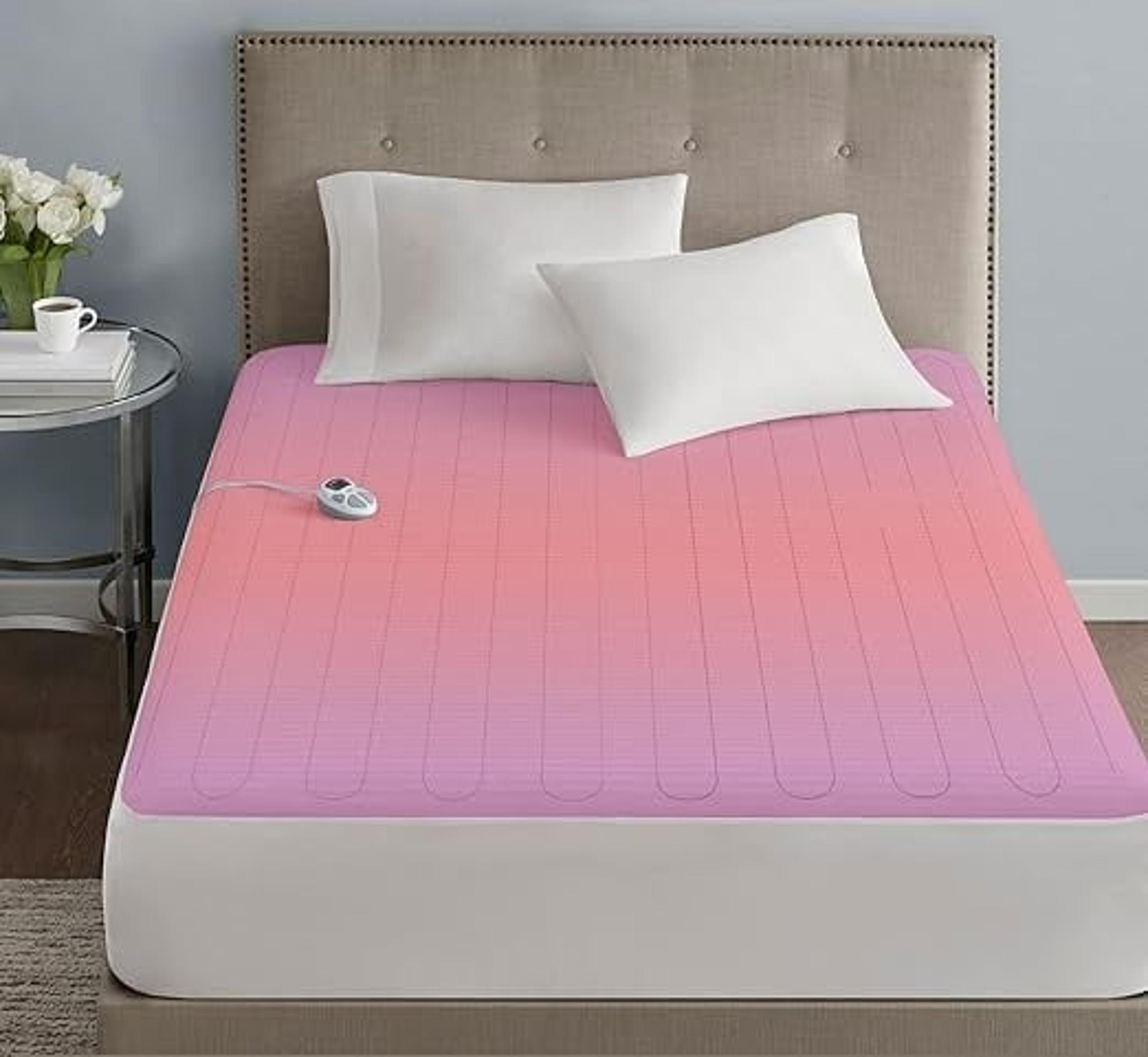 Serta Waterproof Heated Mattress Pad Electric Bed Warmer with 10 Heat Settings
