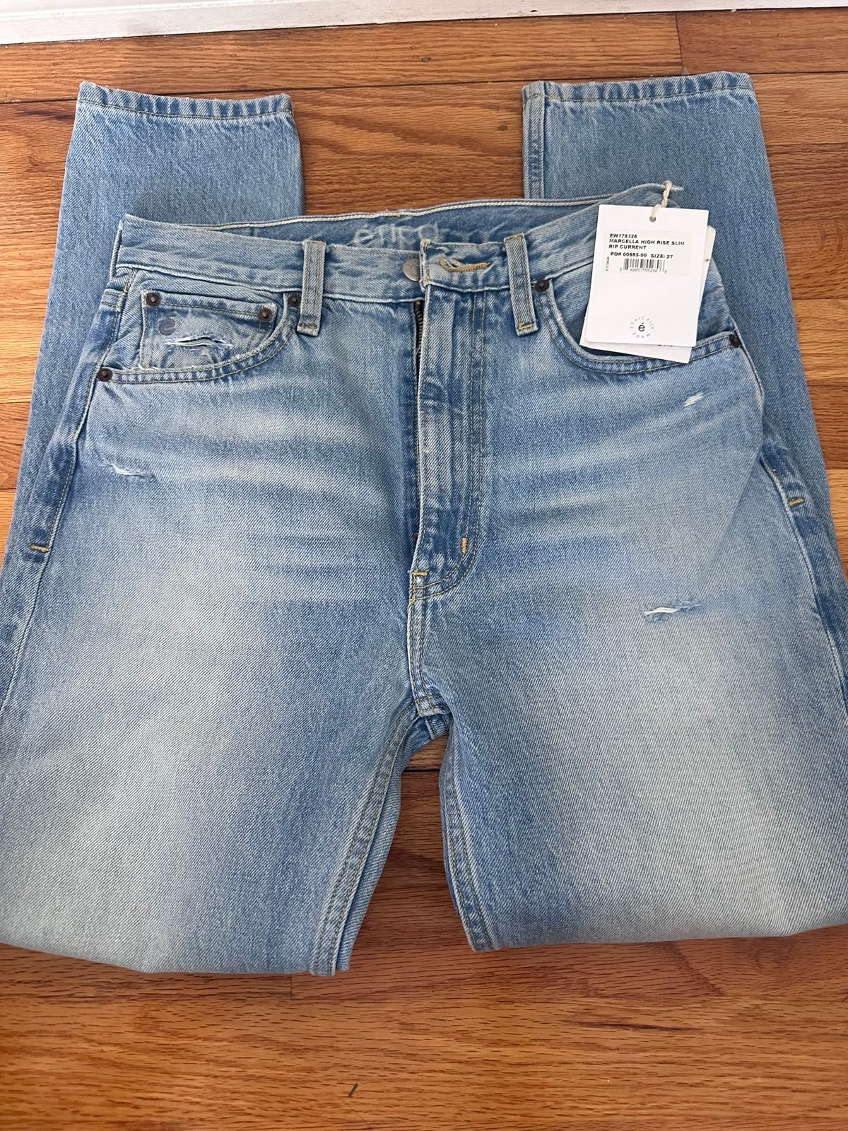 Etica Jeans size 27 Marcella Modern High Rise Light Wash Rip Current MSRP 172