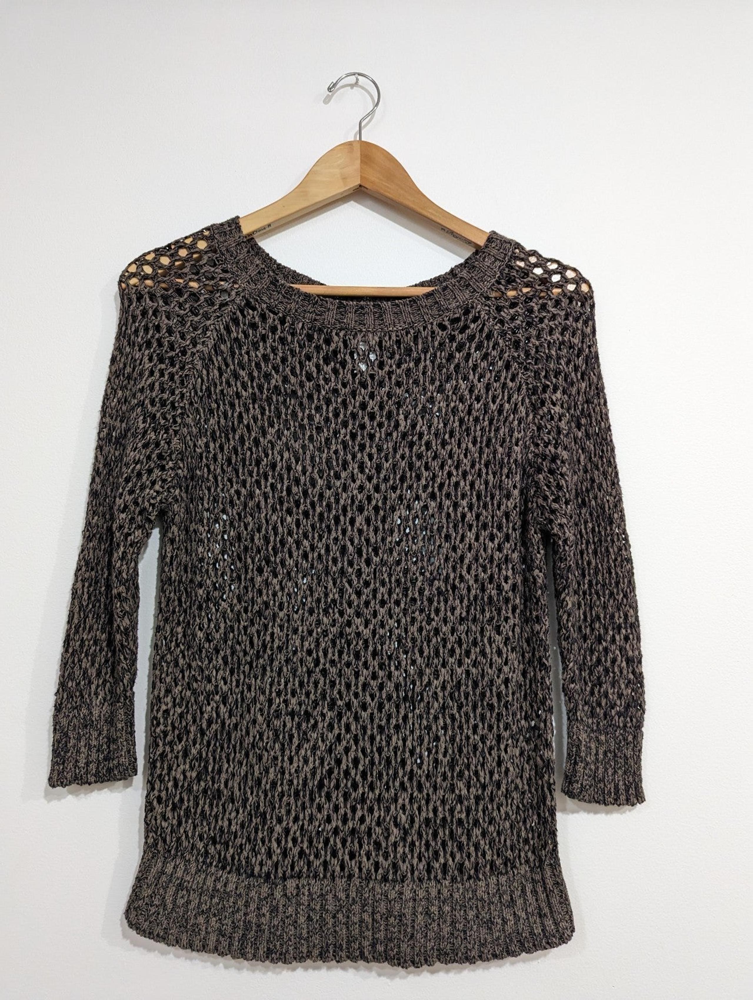 Kenar Zip-back, 3/4 sleeve Crochet Sweater