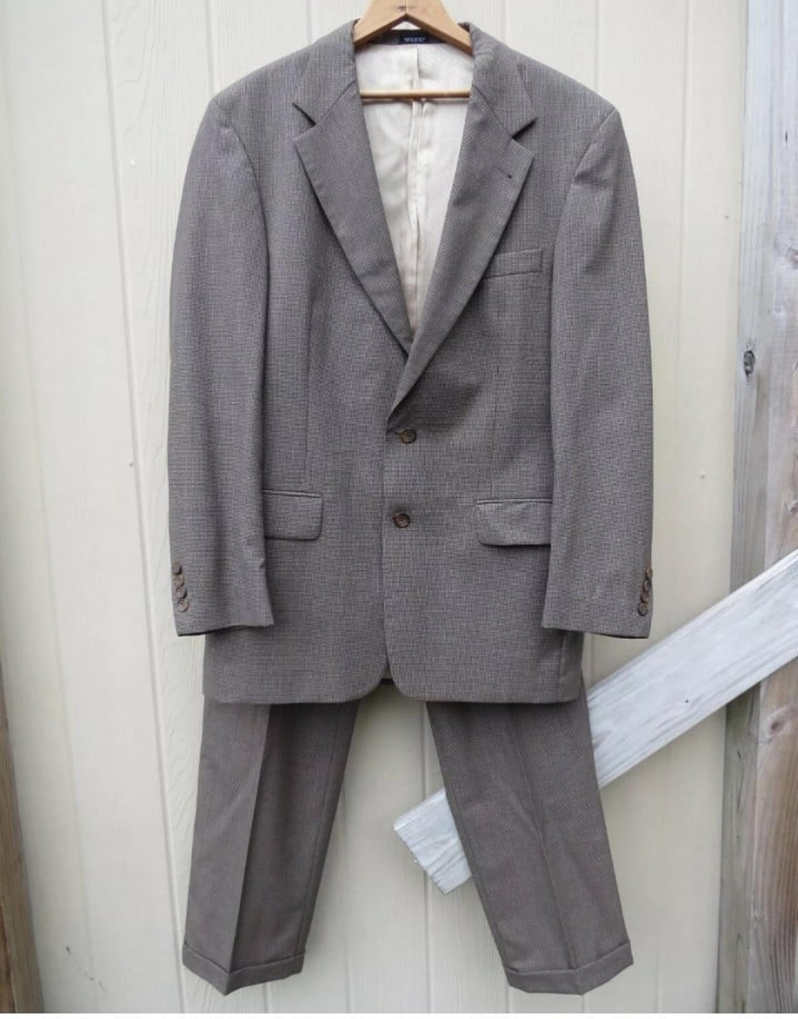 Oscar De La Renta Men's Brown 2 Piece Suit Set - 100% Wool Size 40LX34W