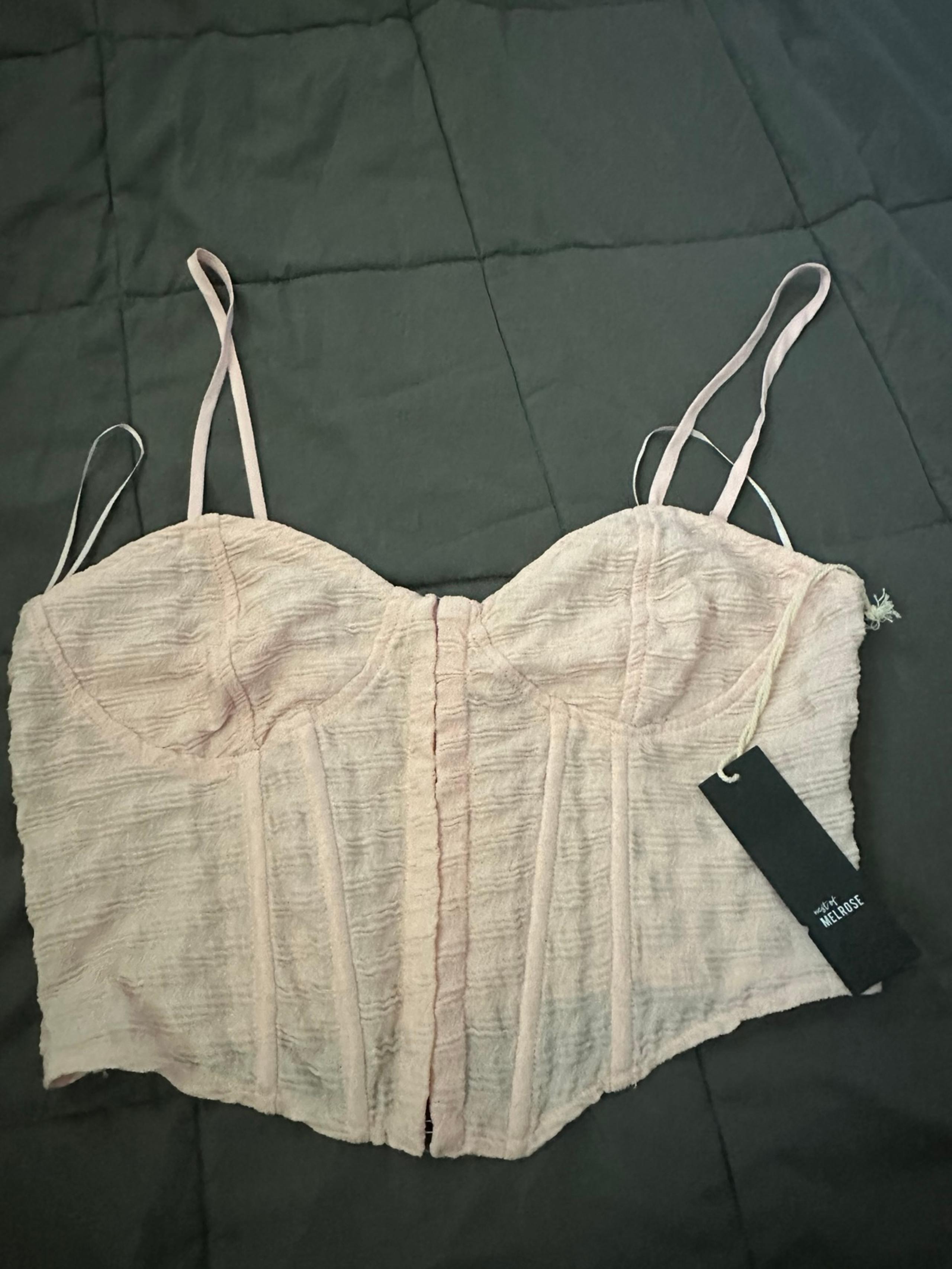 Women’s tillys west of melrose pink corset Tanktop SIZE LARGE NWT
