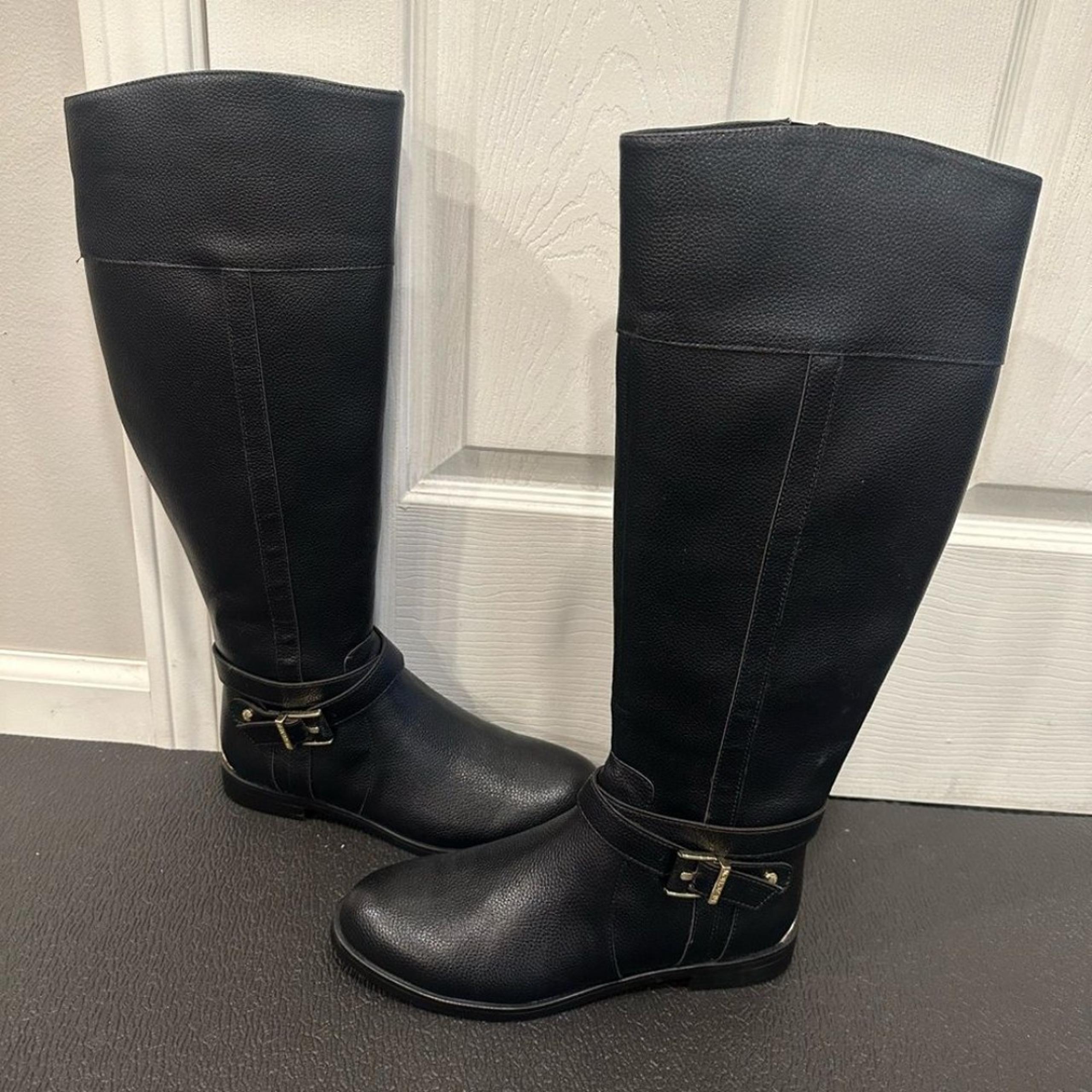 Kenneth Cole Black Riding Leather Boots size 7.5