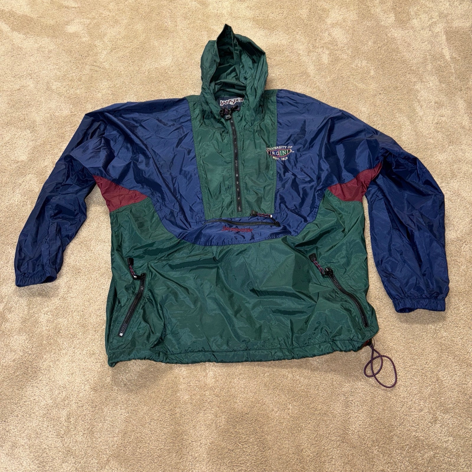 Jansport University Of VA Jacket Anorak Color Block Windbreaker/Fanny pack
