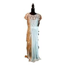 Adrianna Papell Cap-Sleeve Illusion Lace Gown Size 14
