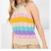THML Crochet Knit Halter Top Boho Pastel Rainbow