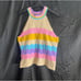 THML Crochet Knit Halter Top Boho Pastel Rainbow
