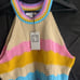 THML Crochet Knit Halter Top Boho Pastel Rainbow