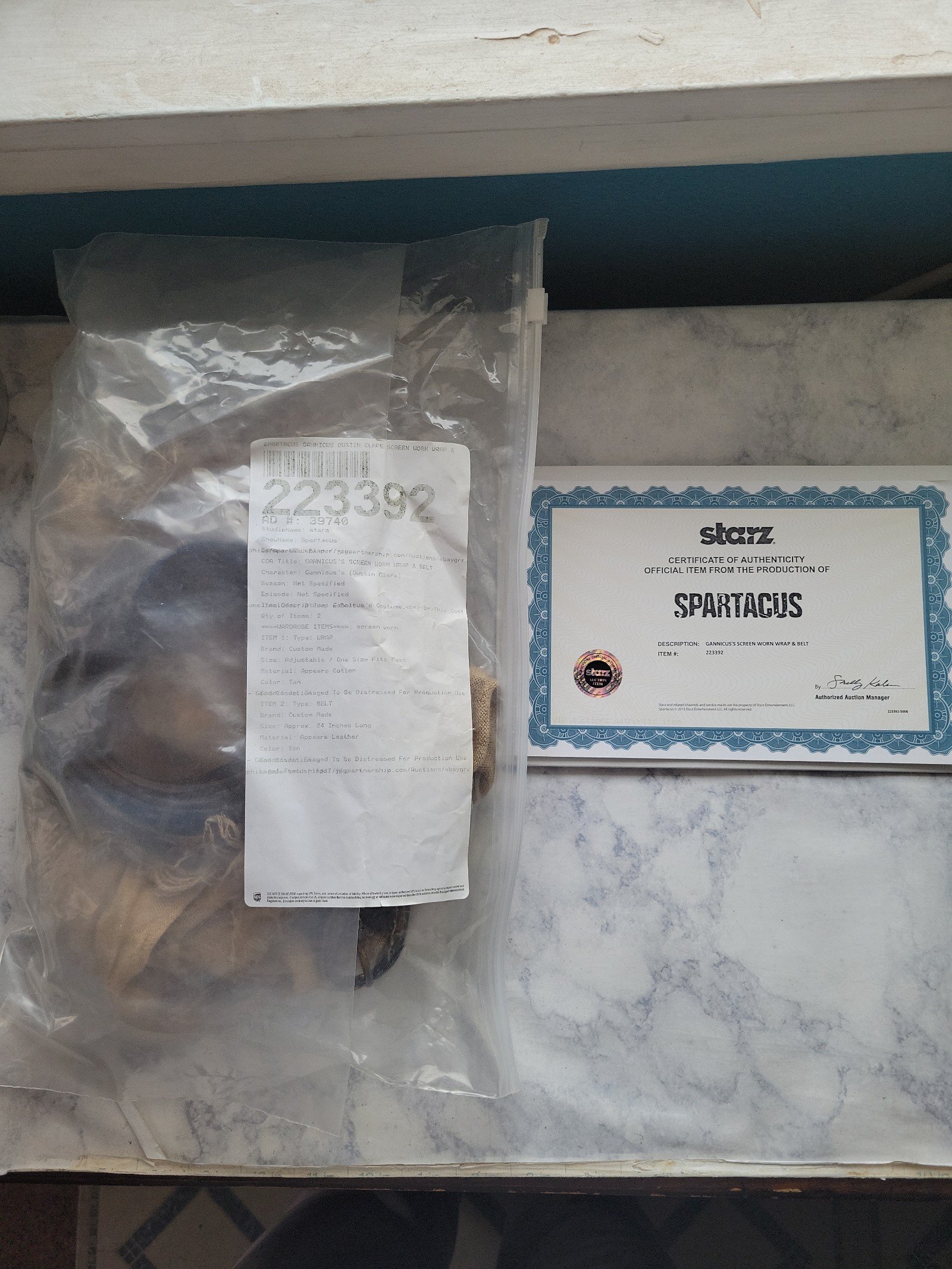 spartacus tv series wardrobe memorabilia Gannicus