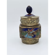 Antique Chinese Brass Enameled Tea Canister