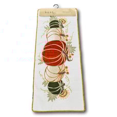 Nicole Miller Table Runner Beaded Embroidered Pumpkins Thanksgiving Fall Autumn