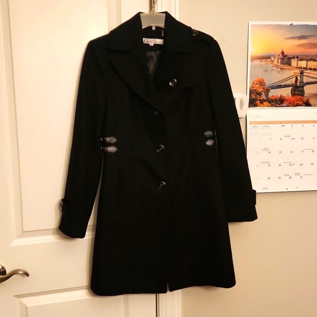 Kenneth Cole New York Women's Black Wool Peacoat Size 6