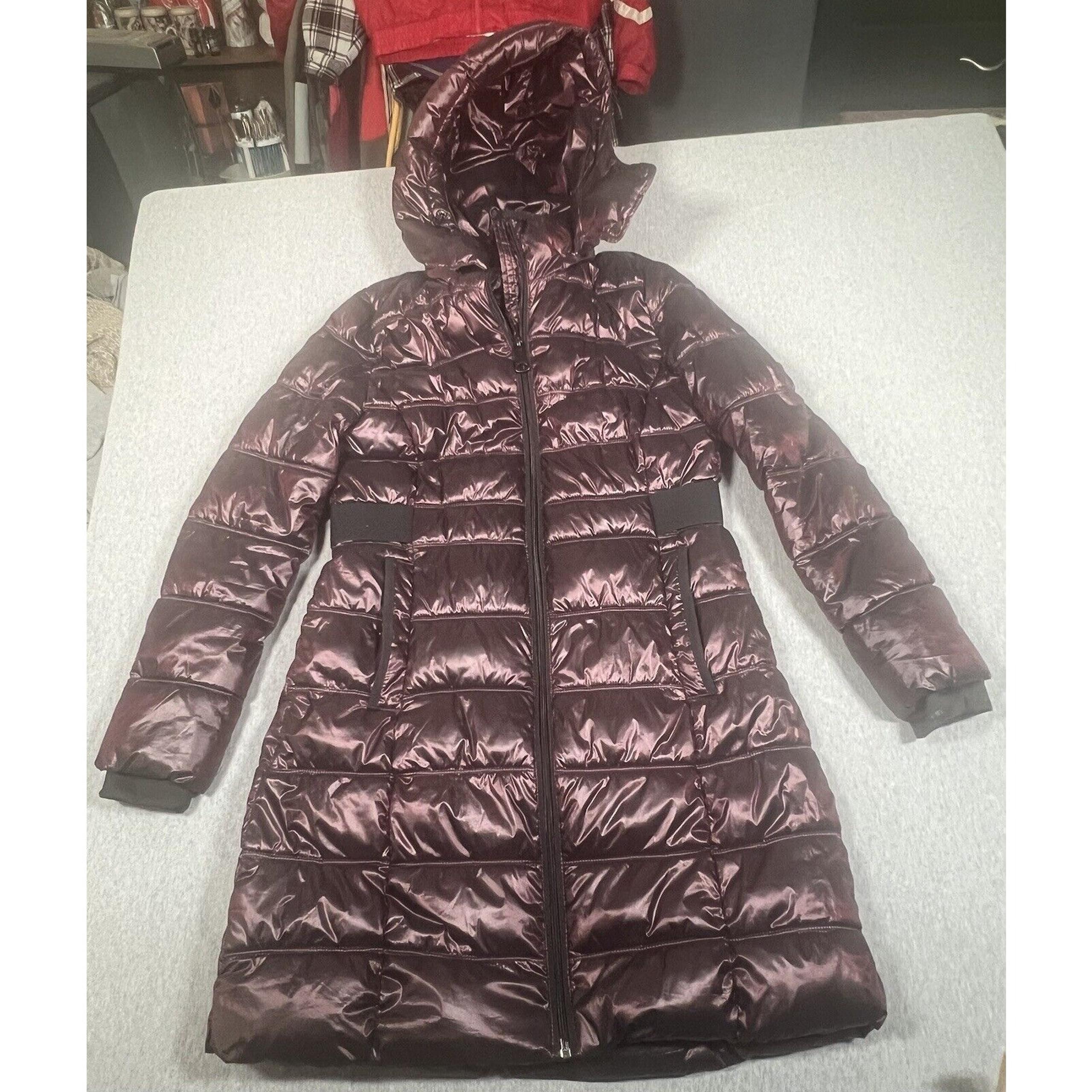 Calvin Klein Jacket Womens Sorona Aura Puffer Hood Coat, Pockets, Size S, Purple