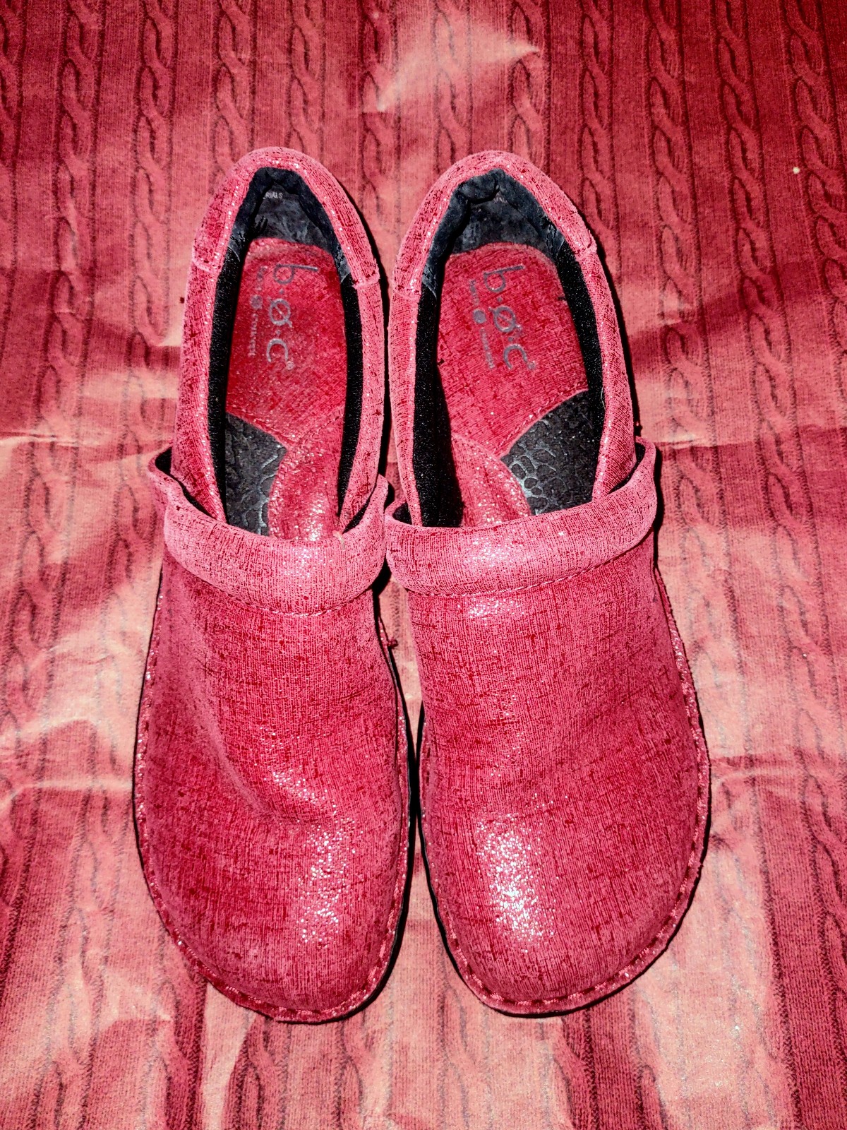 Red BOC leather mules