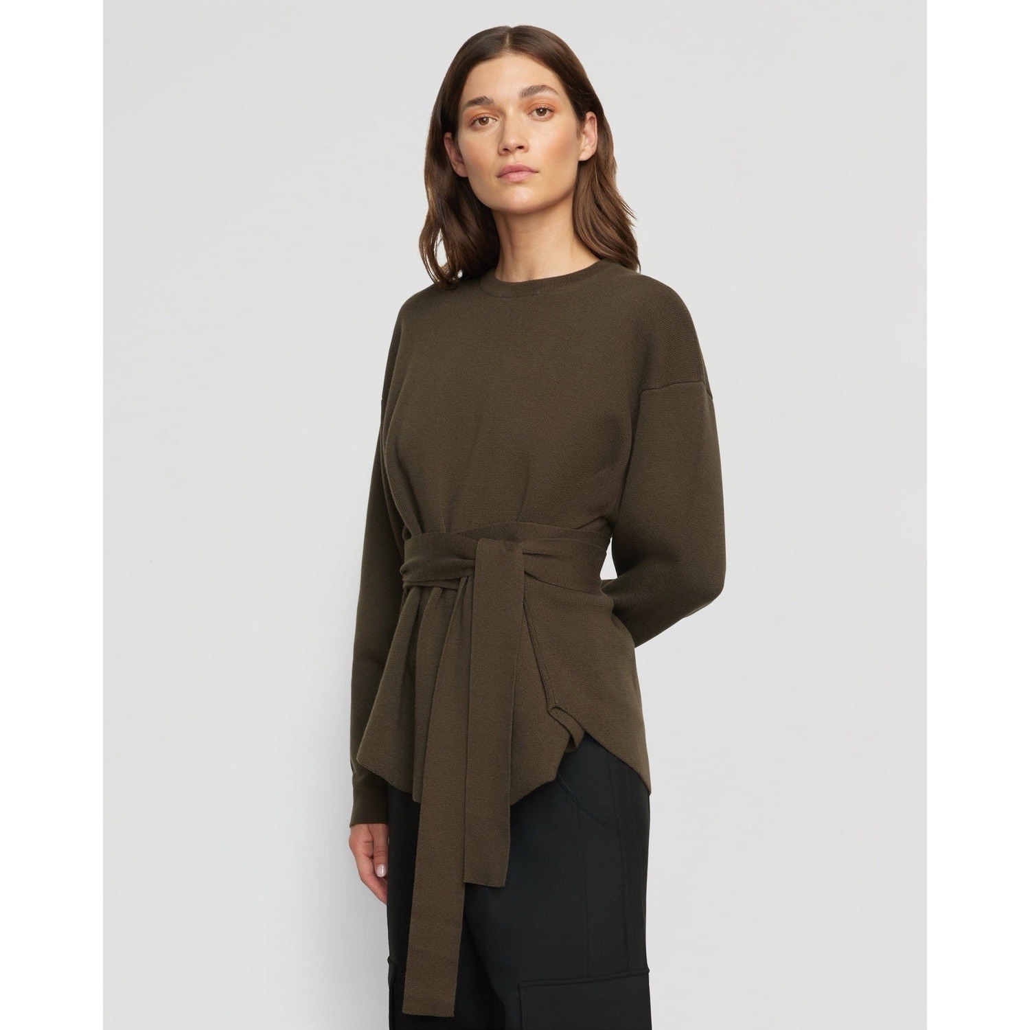Modern Citizen Nara Tie-Front Sweater Women Size L Olive Knit