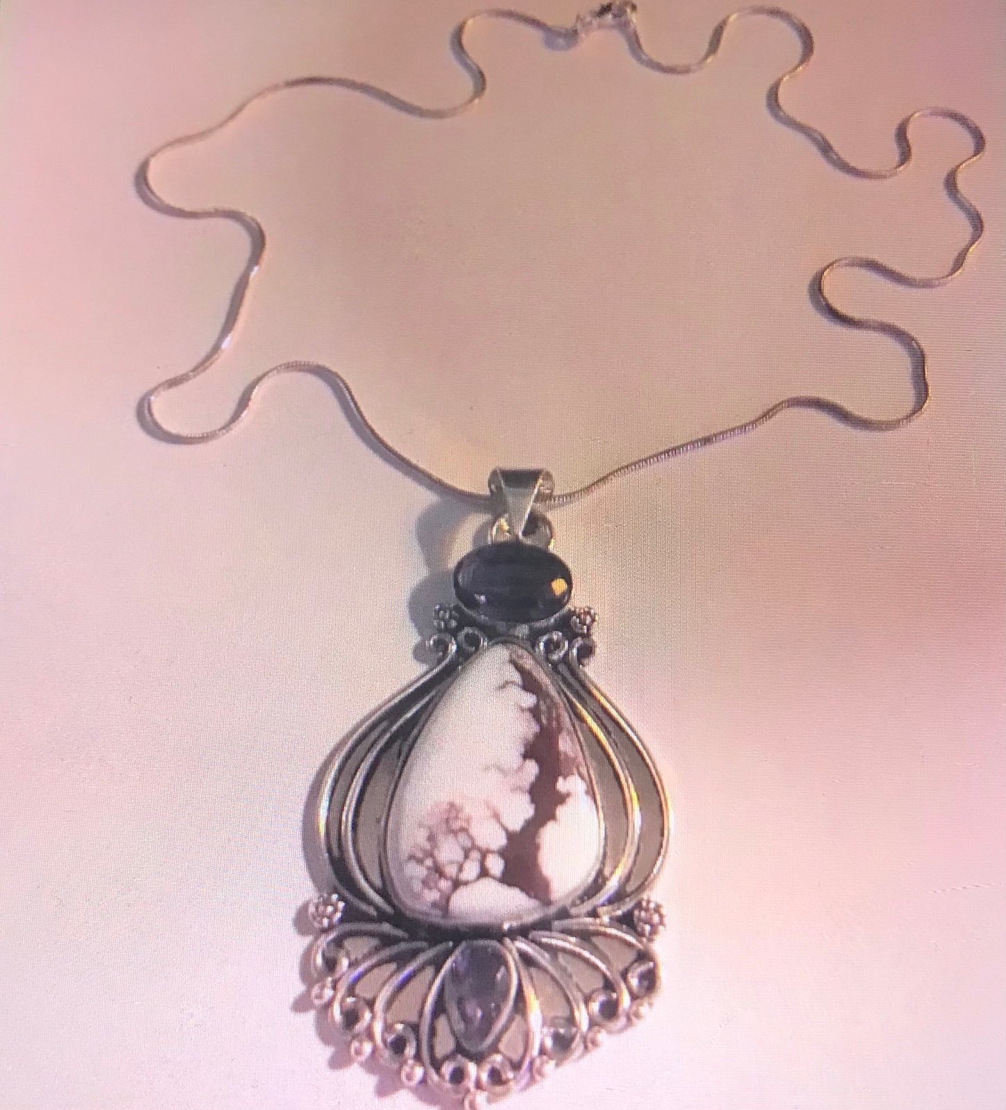 Wild Horses Turquoise Amethyst 925 Sterling Silver Necklace