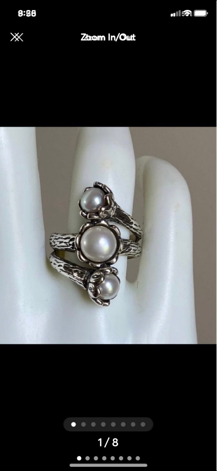 Didae Israel Sterling Silver Stacked Pearl Ring, Size 7.5