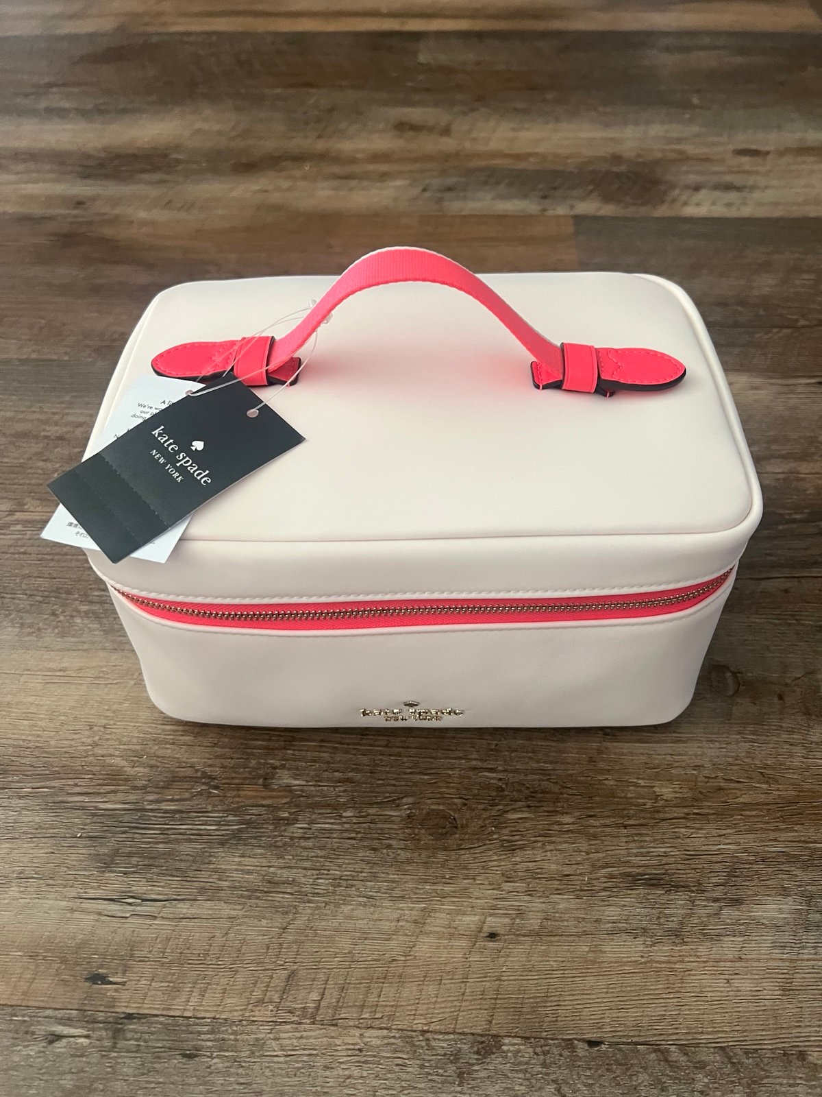 Kate Spade Chelsea Cosmetic Travel Case Pink and Beige