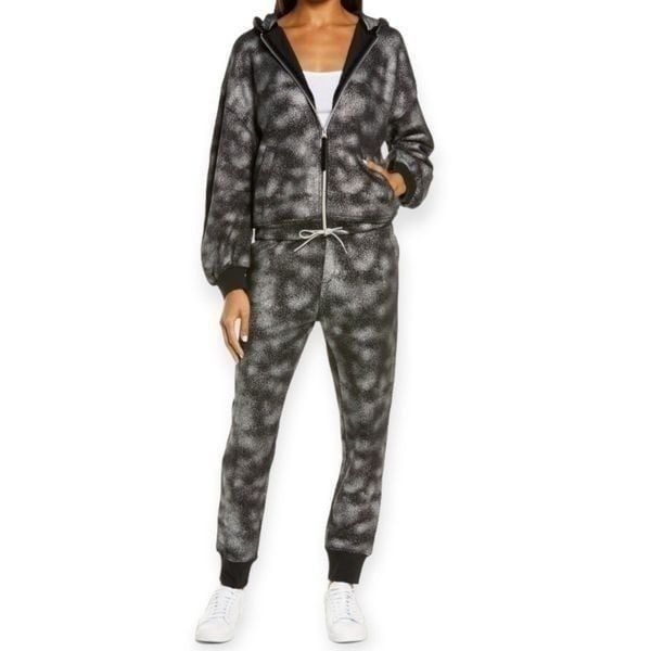 UGG Women's 2-Piece Fleece Set Zip Hoodie & Sweatpants Metallic Sparkle Size M