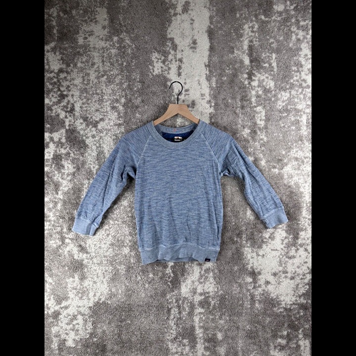 New Faherty Shirt 10 Kids Blue Indigo Long Sleeve Crewneck Striped