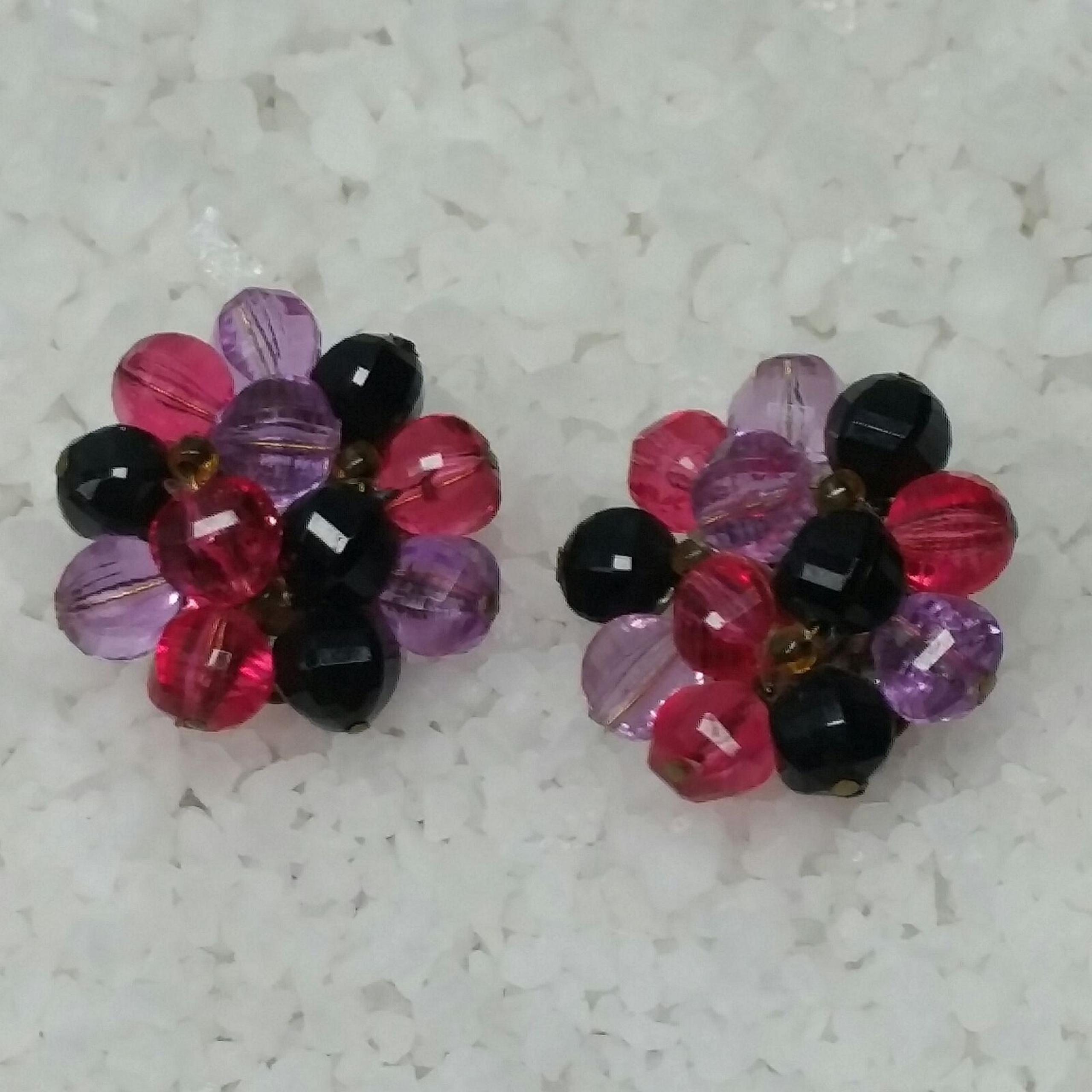Western Germany beaded clip earrings vtg