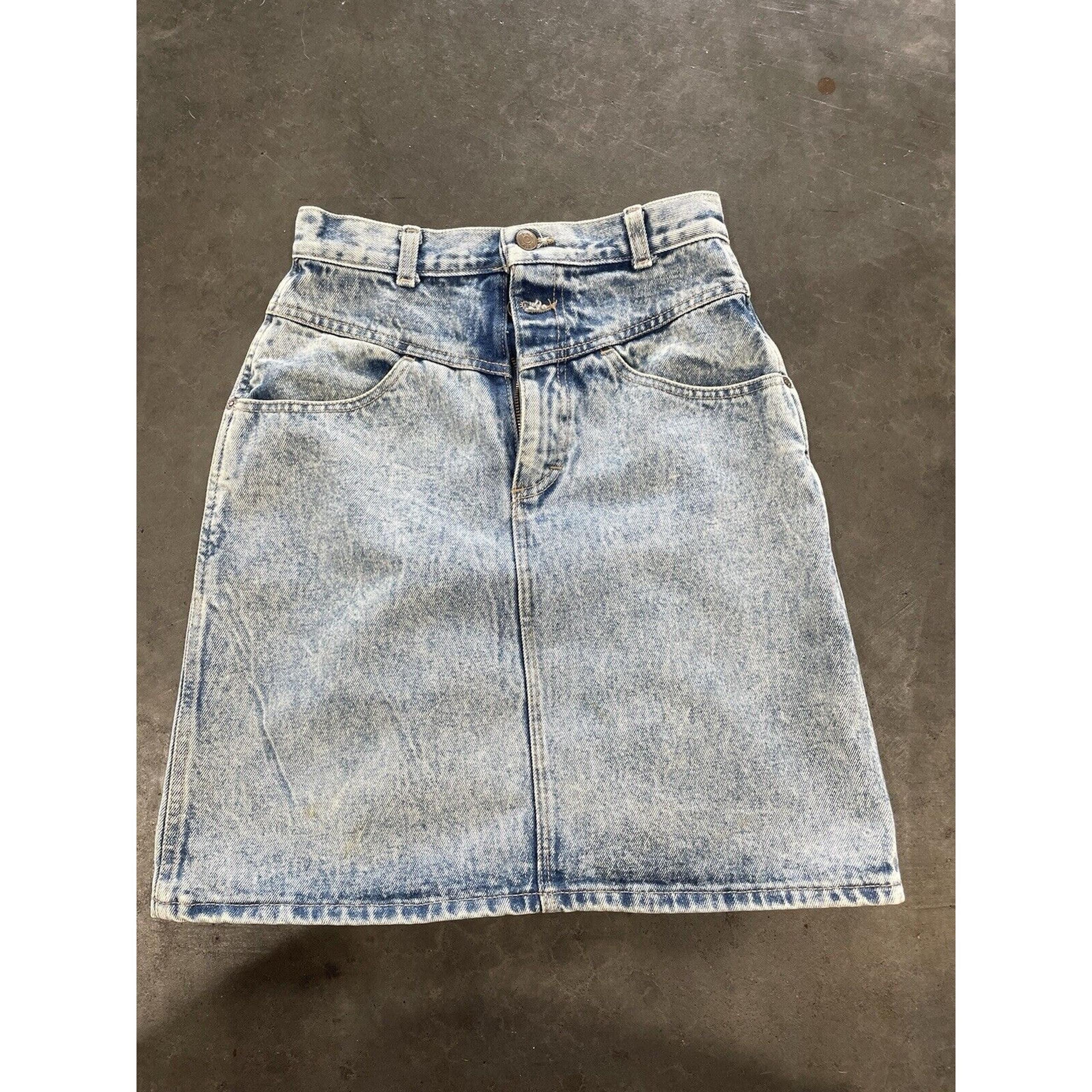 Vintage 80s Stonewash Zana DI Jeans Denim Skirt Womens Size 7 Made In USA