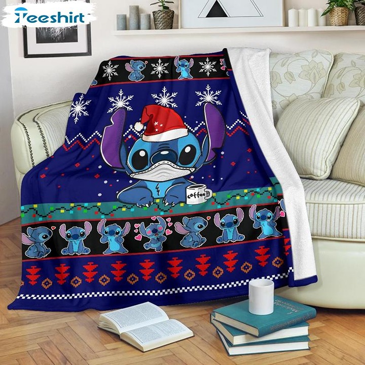 Stitch Christmas n Snowflake Fleece Blanket