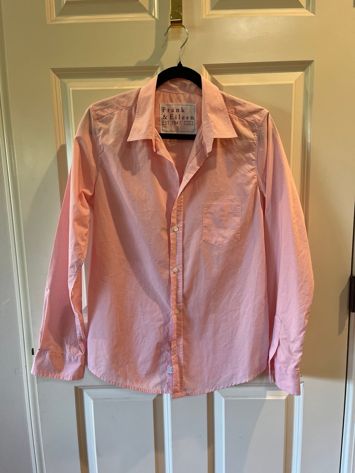 Frank & Eileen pink gingham “Barry” shirt L
